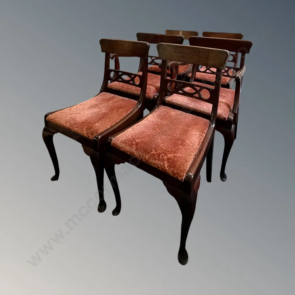 Four Mahogany Blade Back Dining Chairs and Two Carvers Image 1++